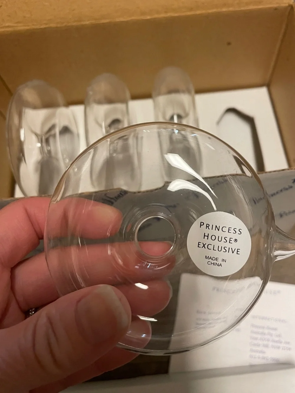 Vintage Princess House Clear Set of 4 Crystal Floating Flower Rings - New in Box
